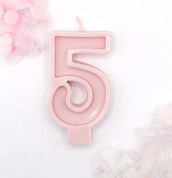 Свеча цифра "5" розовая