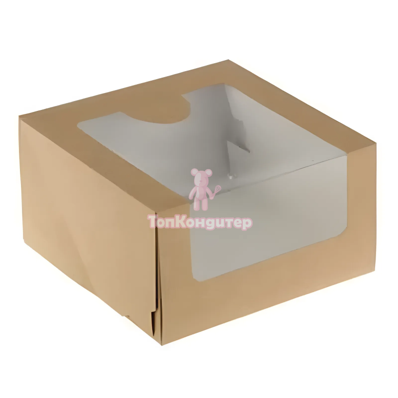 Коробка для торта 18 см*18 см*7 см крафт