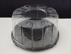 Коробка пластиковая для торта 22 см коричневое дно